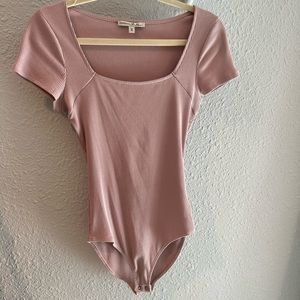 Express pink ribbed bodysuit size Medium